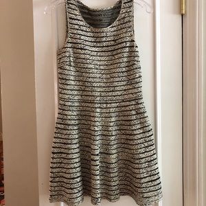 Black & White Mesh Striped Silk Parker Dress